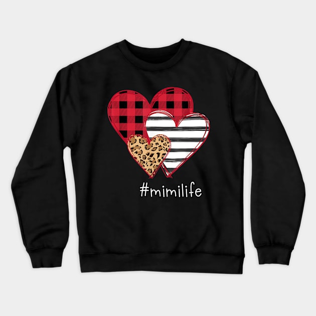 #Mimilife Shirt Striped Leopard Buffalo Plaid Printed Splicing Heart Valentine's Day Shirt Crewneck Sweatshirt by Krysta Clothing